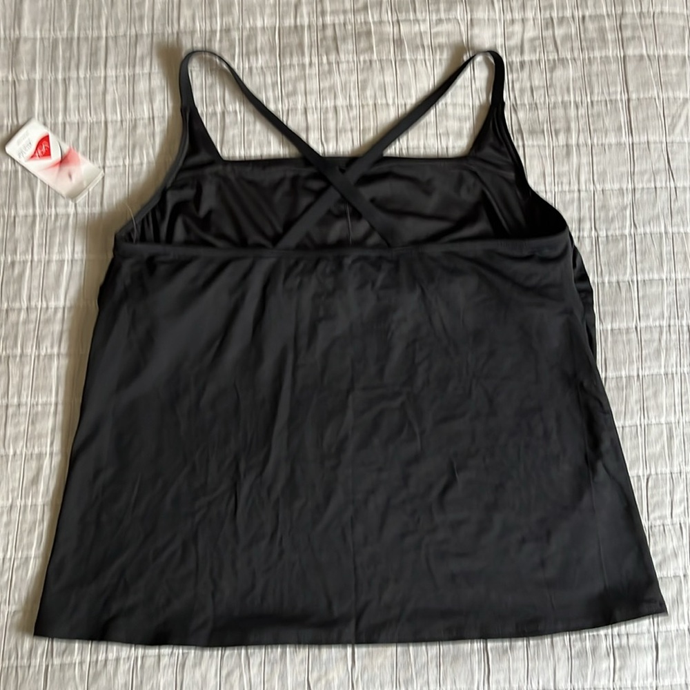 NWOT Lands’ End Women's Square Neck Tankini Swimsuit Top, Black, Large 14-16 - Picture 2 of 4